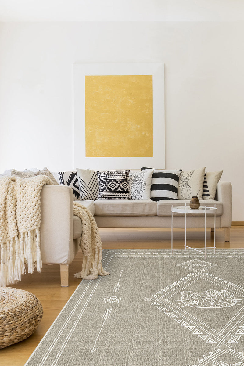 Hello Kitty Tribal Grey Rug: Ethnic Design in Grey | Teppana – Teppana UK